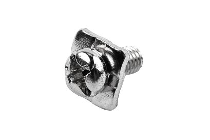 [E] น็อตยึดสายไฟ สแตนเลสชุบนิกเกิ้ล M3.5x8 mm พร้อมแหวนทรงสี่เหลี่ยม ขนาด 8x8 mm